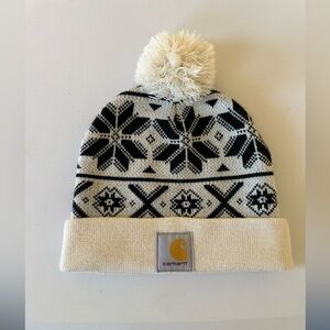 Carhartt Cream and Black Snowflake Beanie